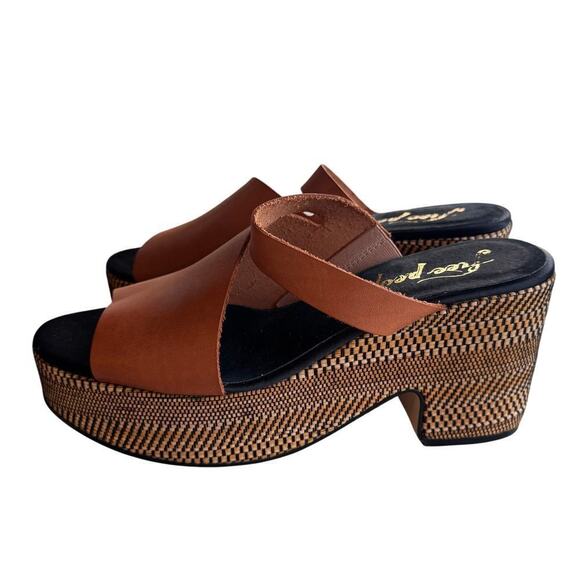 NWOB Free People Demi Platform Sandals Tan Leather Boho bohemian Size 41 / 10.5 - Picture 4 of 9